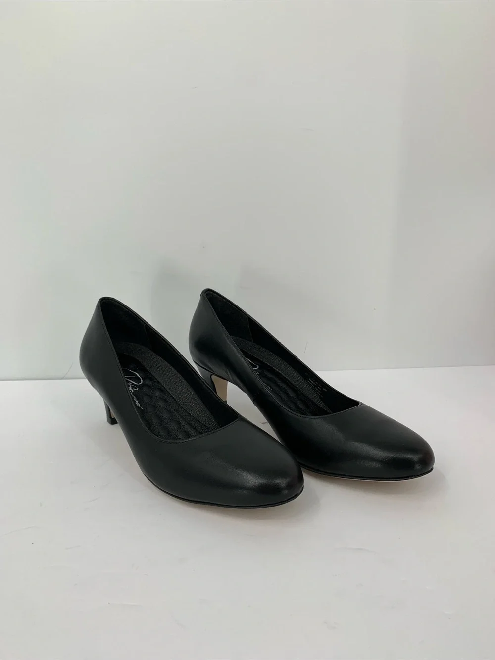 Ros Hommerson Joy II black leather pumps heel shoe comfort slip-on women new 8